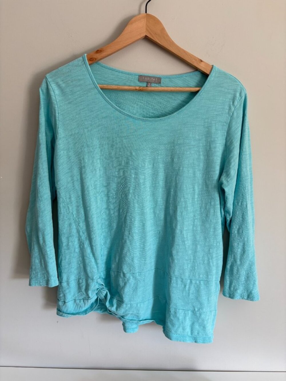 Habitat Clothes You Live In Size M Front Tie Scoop Neck Top Turquoise